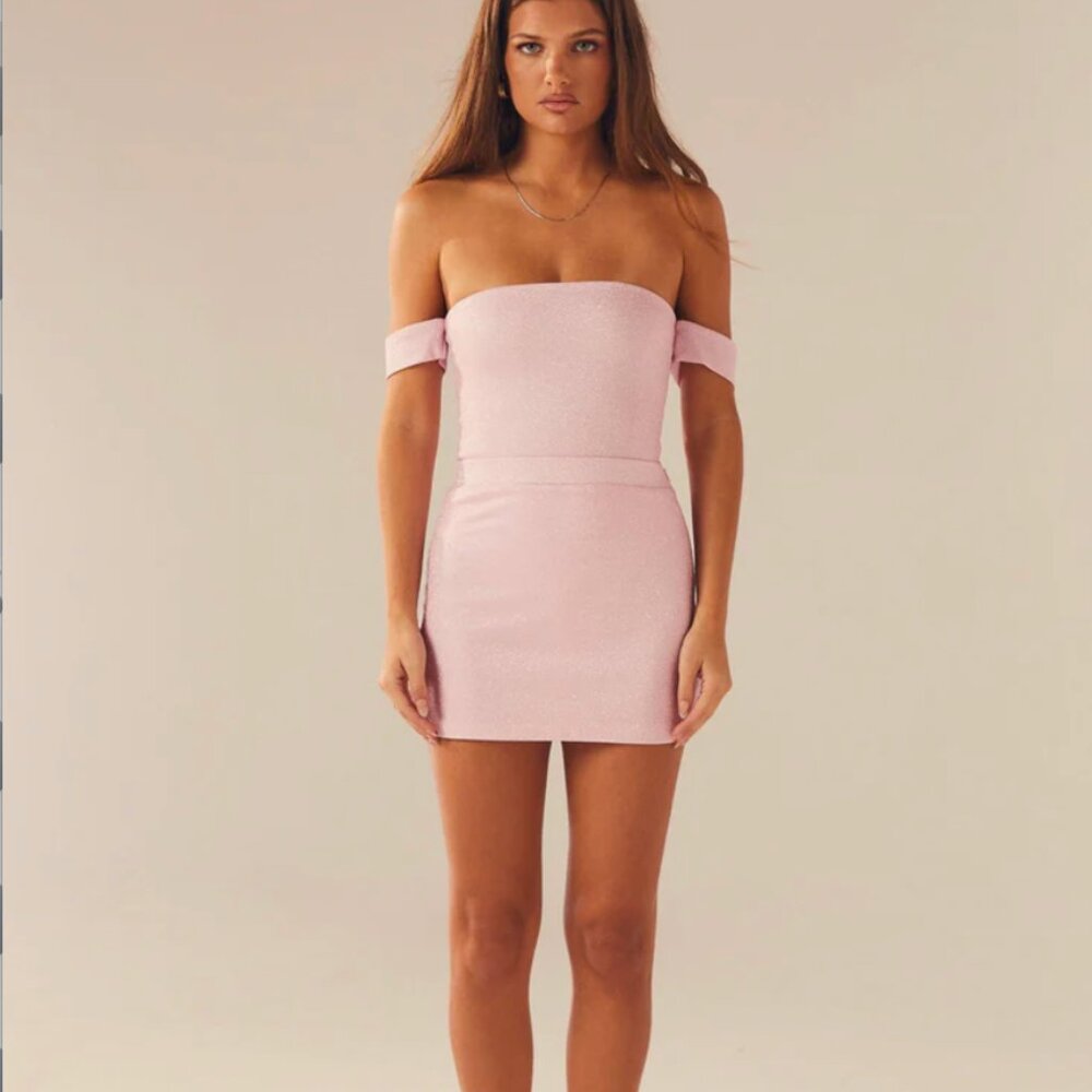 Peppermayo Catch The Light Mini Skirt Bodysuit Set Pink US 2 NWT